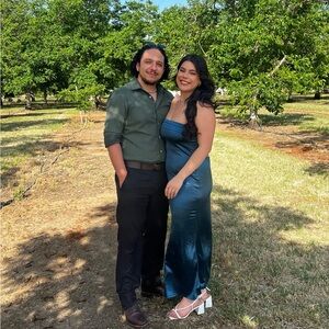 Elegant Teal Satin Dress